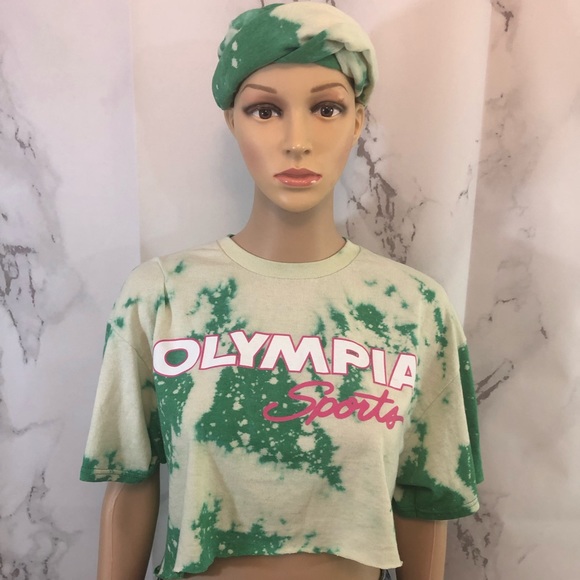 1 of 1 Distressed Cropped Tee / With Headband - Picture 1 of 2